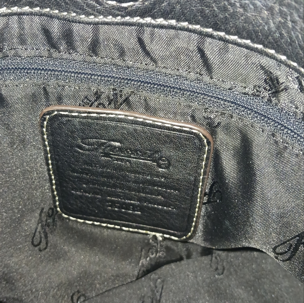 Fossil Vintage Black Pebbled Leather Shoulder Bag 75082 Key Charm Snap Closure - Picture 8 of 12